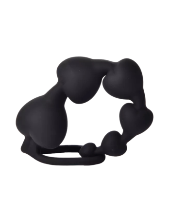 Chapelet Anal Cœur Silicone Noir  1 dosette de lubrifiant — Pocket Pleasure