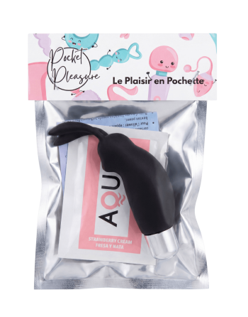 Mini Stimulateur Clitoridien Lapin Noir  1 dosette lubrifiant — Pocket Pleasure