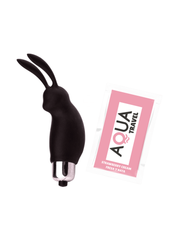 Mini Stimulateur Clitoridien Lapin Noir  1 dosette lubrifiant — Pocket Pleasure