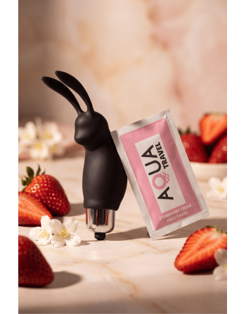 Mini Stimulateur Clitoridien Lapin Noir  1 dosette lubrifiant — Pocket Pleasure
