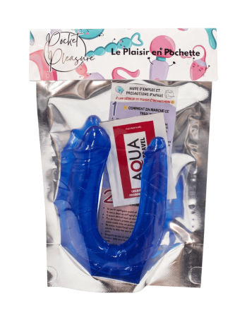 Double Dong Flexible Bleu Pocket Pleasure  1 dosette de lubrifiant