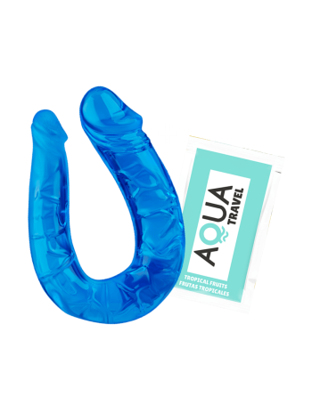 Double Dong Flexible Bleu Pocket Pleasure  1 dosette de lubrifiant