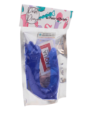 Double Dong Flexible Bleu Pocket Pleasure  1 dosette de lubrifiant