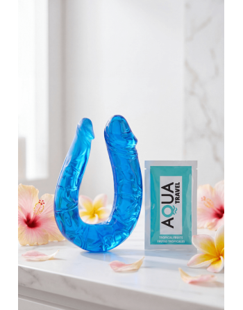Double Dong Flexible Bleu Pocket Pleasure  1 dosette de lubrifiant