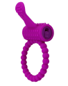 Anneau violet vibrant silicone avec langue picot Pocket Pleasure  1 dosette de lubrifiant