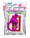 Anneau violet vibrant silicone avec langue picot Pocket Pleasure  1 dosette de lubrifiant