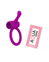 Anneau violet vibrant silicone avec langue picot Pocket Pleasure  1 dosette de lubrifiant
