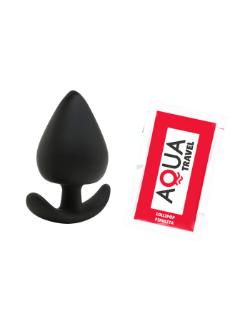 Plug Anal Silicone Noir XS Pocket Pleasure  1 dosette de lubrifiant