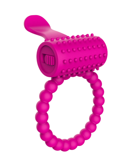 Anneau rose vibrant silicone avec langue picot Pocket Pleasure  1 dosette de lubrifiant