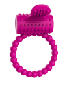 Anneau rose vibrant silicone avec langue picot Pocket Pleasure  1 dosette de lubrifiant