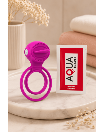 Anneau vibrant 1 seul mode de vibration très extensible rose Pocket Pleasure  1 dosette de lubrifiant