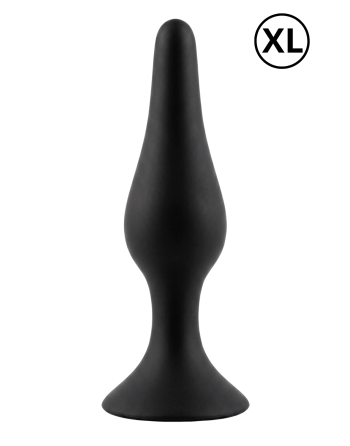 Plug Anal Noir en Silicone XL avec Ventouse Taille XL 15 cm Pocket Pleasure  1 dosette de lubrifiant