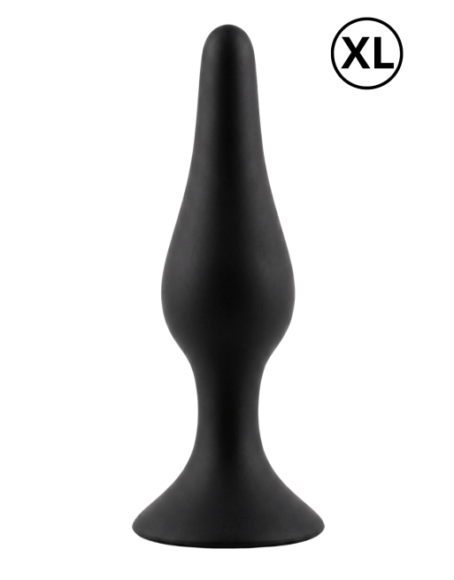 Plug Anal Noir en Silicone XL avec Ventouse Taille XL 15 cm Pocket Pleasure  1 dosette de lubrifiant