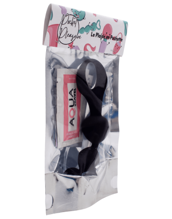Chapelet anal 3 boules noir silicone 15 cm Pocket Pleasure  1 dosette lubrifiant