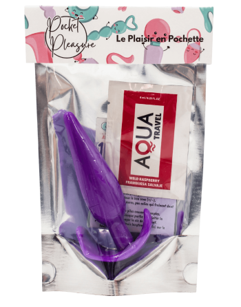Plug anal violet souple base évasée Pocket Pleasure  1 dosette de lubrifiant