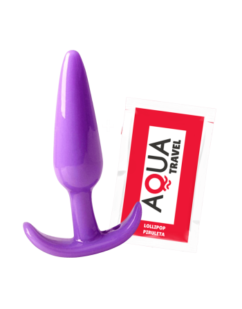 Plug anal violet souple base évasée Pocket Pleasure  1 dosette de lubrifiant