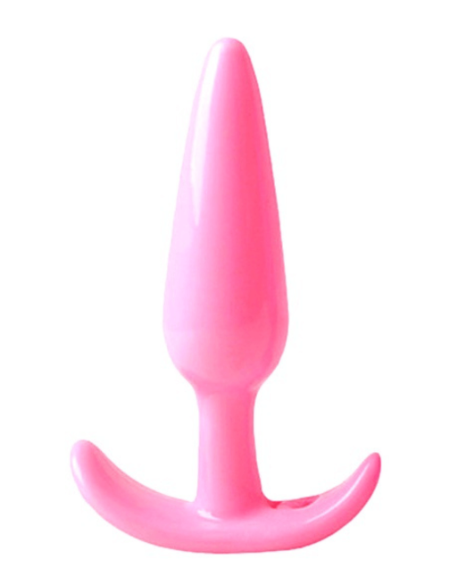 Plug anal rose souple base évasée Pocket Pleasure  1 dosette lubrifiant