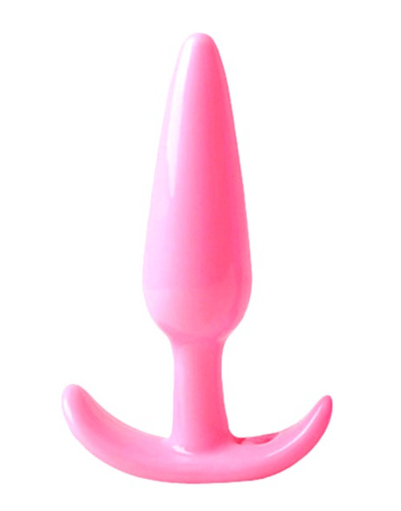 Plug anal rose souple base évasée Pocket Pleasure  1 dosette lubrifiant
