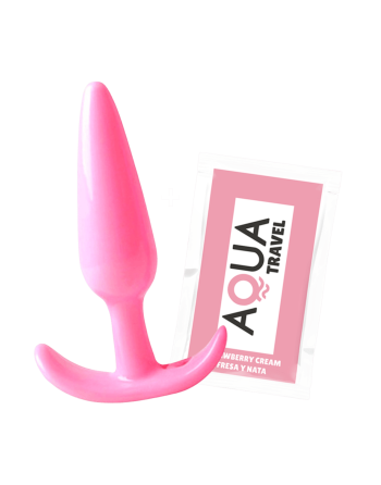 Plug anal rose souple base évasée Pocket Pleasure  1 dosette lubrifiant