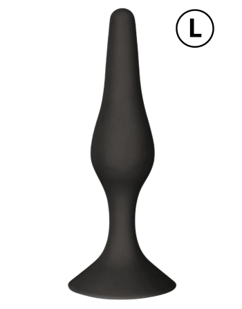 Plug Anal Noir en Silicone L avec Ventouse Taille L 12,7 cm Pocket Pleasure  1 dosette de lubrifiant