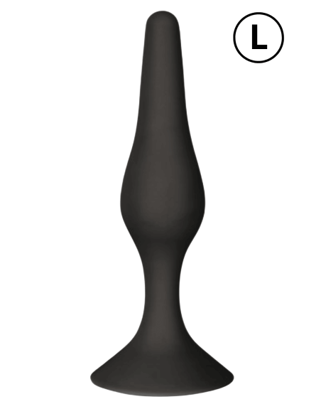 Plug Anal Noir en Silicone L avec Ventouse Taille L 12,7 cm Pocket Pleasure  1 dosette de lubrifiant