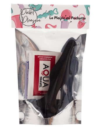 Plug Anal Noir en Silicone L avec Ventouse Taille L 12,7 cm Pocket Pleasure  1 dosette de lubrifiant