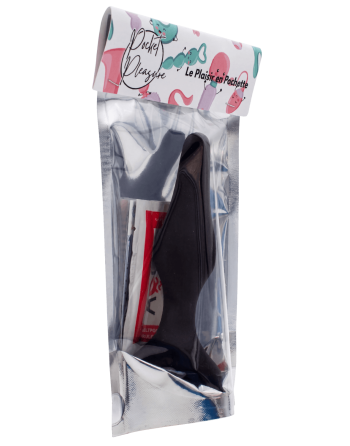 Plug Anal Noir en Silicone L avec Ventouse Taille L 12,7 cm Pocket Pleasure  1 dosette de lubrifiant