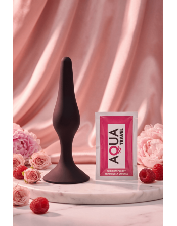 Plug Anal Noir en Silicone L avec Ventouse Taille L 12,7 cm Pocket Pleasure  1 dosette de lubrifiant