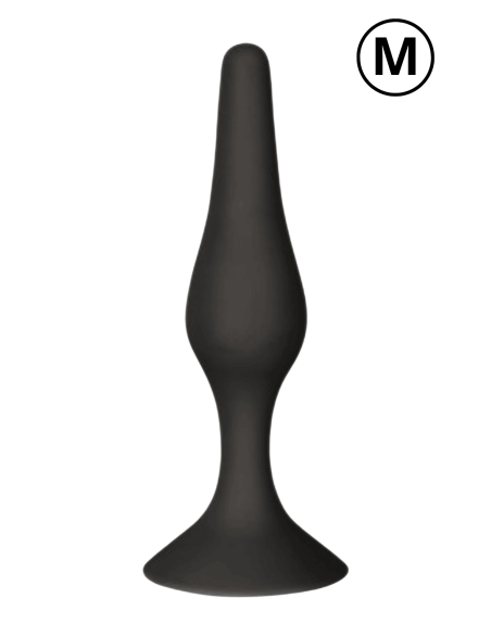 Plug Anal Noir en Silicone M avec Ventouse Taille M 11,3 cm Pocket Pleasure  1 dosette de lubrifiant