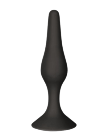 Plug Anal Noir en Silicone M avec Ventouse Taille M 11,3 cm Pocket Pleasure  1 dosette de lubrifiant