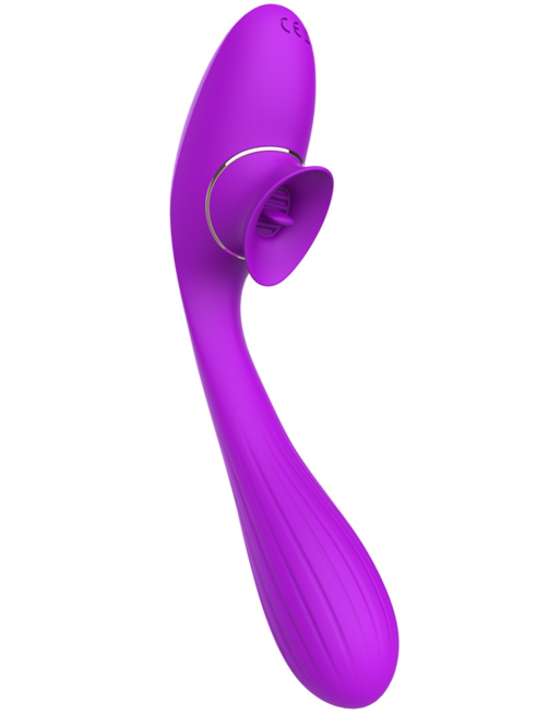 Stimulateur Clitoridien avec langue  Vibromasseur Point G 2-en-1 DISA Violet Cœur Ardent