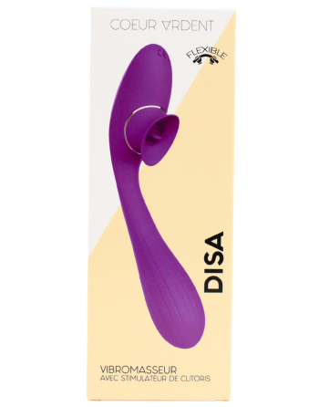 Stimulateur Clitoridien avec langue  Vibromasseur Point G 2-en-1 DISA Violet Cœur Ardent