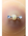 Paire de cache-tétons piercing barre faux diamant peau claire 