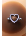 Paire de cache-tétons piercing barre coeur faux diamant peau foncée 
