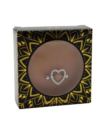 Paire de cache-tétons piercing barre coeur faux diamant peau métisse 