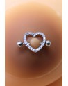 Paire de cache-tétons piercing barre coeur faux diamant peau métisse 