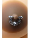 Paire de cache-tétons piercing barre demi-anneau faux diamant peau foncée 