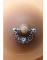 Paire de cache-tétons piercing barre demi-anneau faux diamant peau métisse 