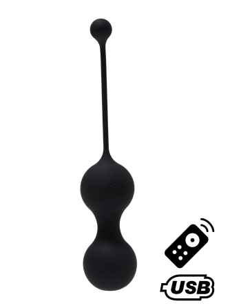 MINA Noir, Boules de Geisha en silicone médical USB avec télécommande