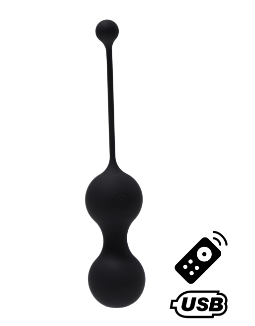 MINA Noir, Boules de Geisha en silicone médical USB avec télécommande