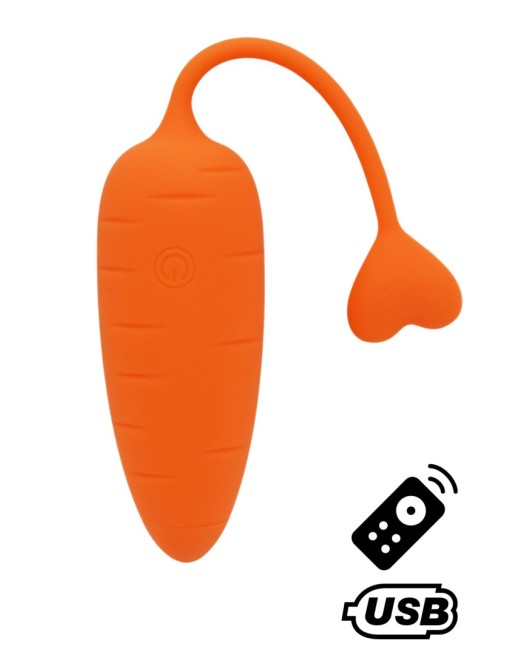 CARROT, Un Œuf vibrant avec télécommande, couleur et forme Carotte en silicone médical