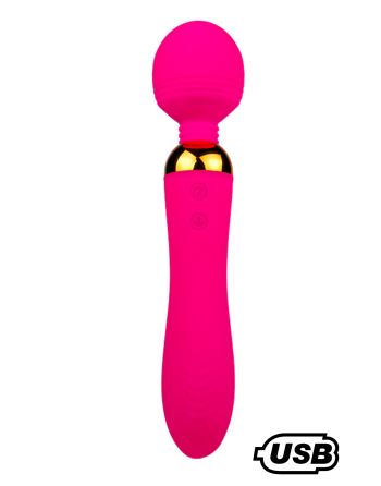 SHAKE Rose, Vibromasseur Wand USB en silicone médical avec 2 puissants moteurs indépendants