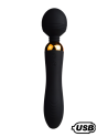 SHAKE Noir, Vibromasseur Wand USB en silicone médical avec 2 puissants moteurs indépendants