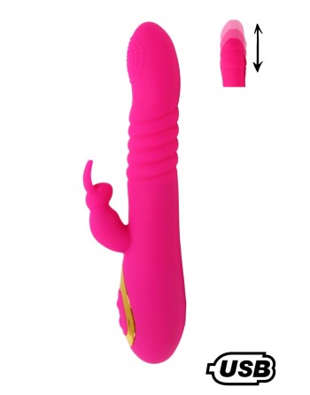 TWIST 2 Rose, Vibromasseur Rabbit va-et-vient USB en silicone médical, doté de 18 modes de stimulation