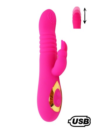TWIST 2 Rose, Vibromasseur Rabbit va-et-vient USB en silicone médical, doté de 18 modes de stimulation