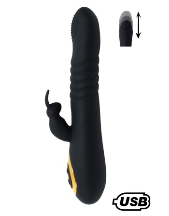 TWIST 2 Noir, Vibromasseur Rabbit va-et-vient USB en silicone médical, doté de 18 modes de stimulation