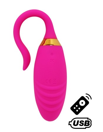 PLEASURE, Un Œuf vibrant USB avec télécommande, dans un silicone médical doux et rainuré