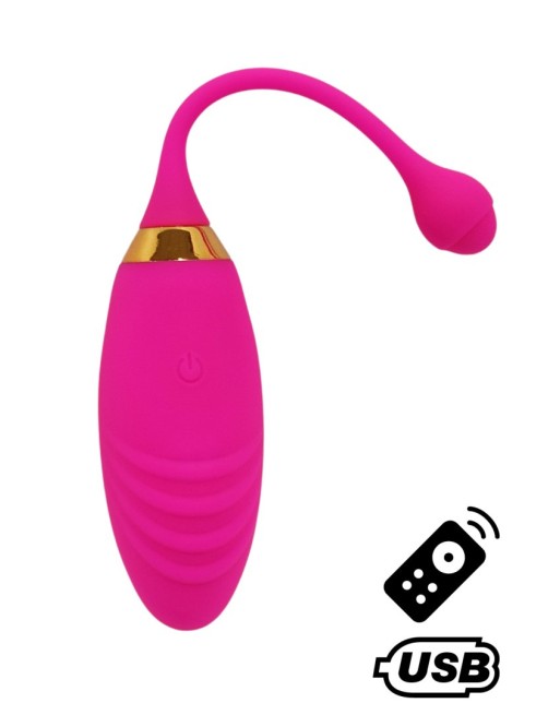 SUNDAY, Un Œuf vibrant USB avec télécommande, dans un silicone médical doux et rainuré