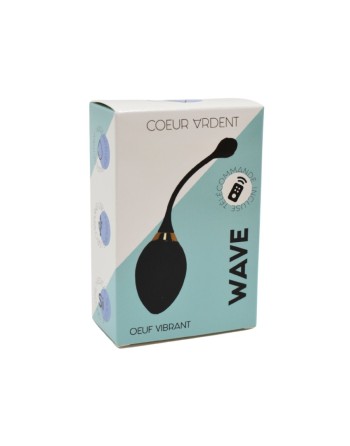 WAVE, Un Œuf vibrant noir USB avec télécommande, dans un silicone médical doux et lisse