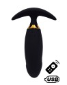 PEACH, Plug Vibrant noir long USB avec télécommande, dans un silicone médical doux et lisse
